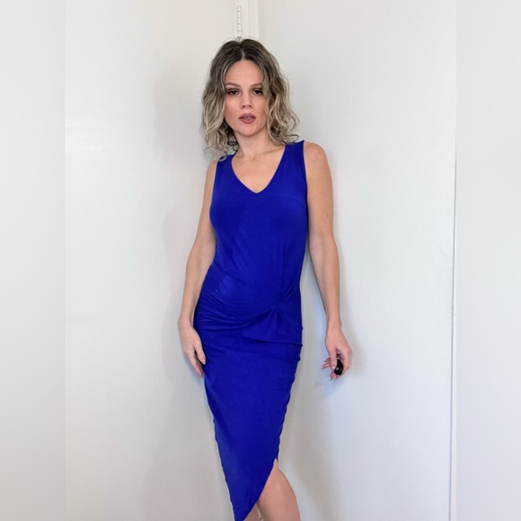 Zero + Maria Cornejo Asymmetric Knot Dress in Blue - Picture 3 of 13